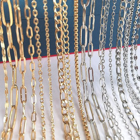 No Fade 2Meters Stainless Steel Chains for Jewelry Making DIY Necklace Bracelet Accessories Gold Chain Lips Beads Beaded Chain