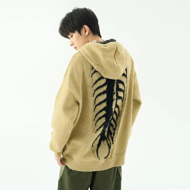 Y2k Hooded knitwear men clothes Winter Sweater 2023 American Style Embroidery knitwear Streetwear High Street knitwear trend top