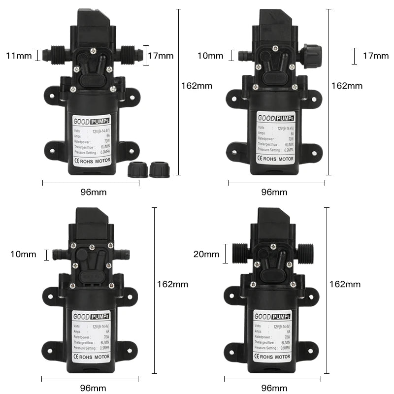 1pcs Automatic Flow Switch 6L/Min DC12V 70W 130PSI AUTO Diaphragm Water Pump Small Safe High Pressure Self Priming Pumps