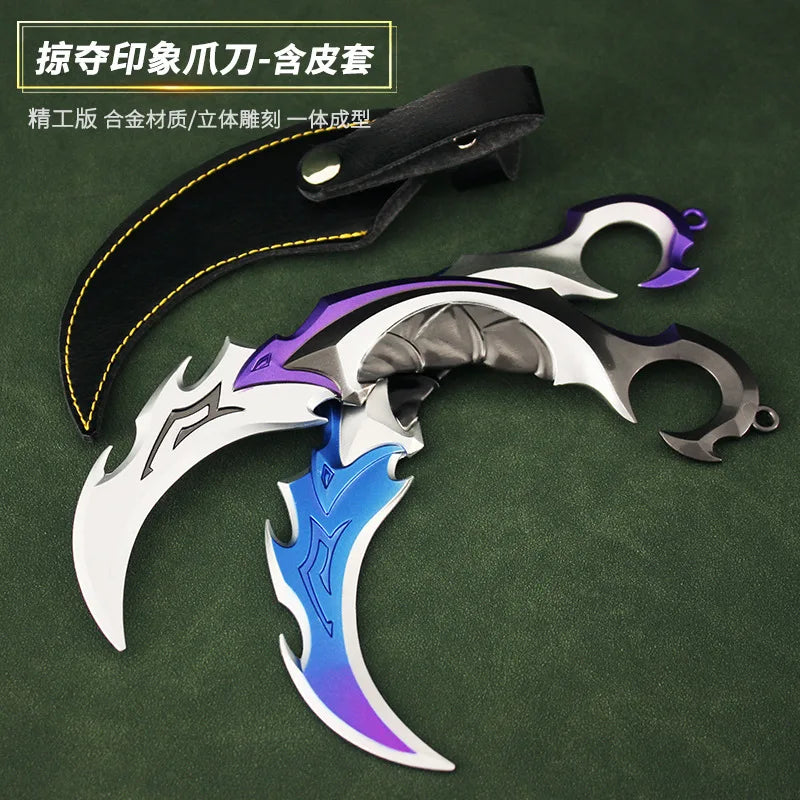 16 см Valorant Game Peripheral Shadow Sect Claw Blade с кожаным чехлом, цельнометаллическая копия, миниатюрная фэнтезийная фигурка, украшения