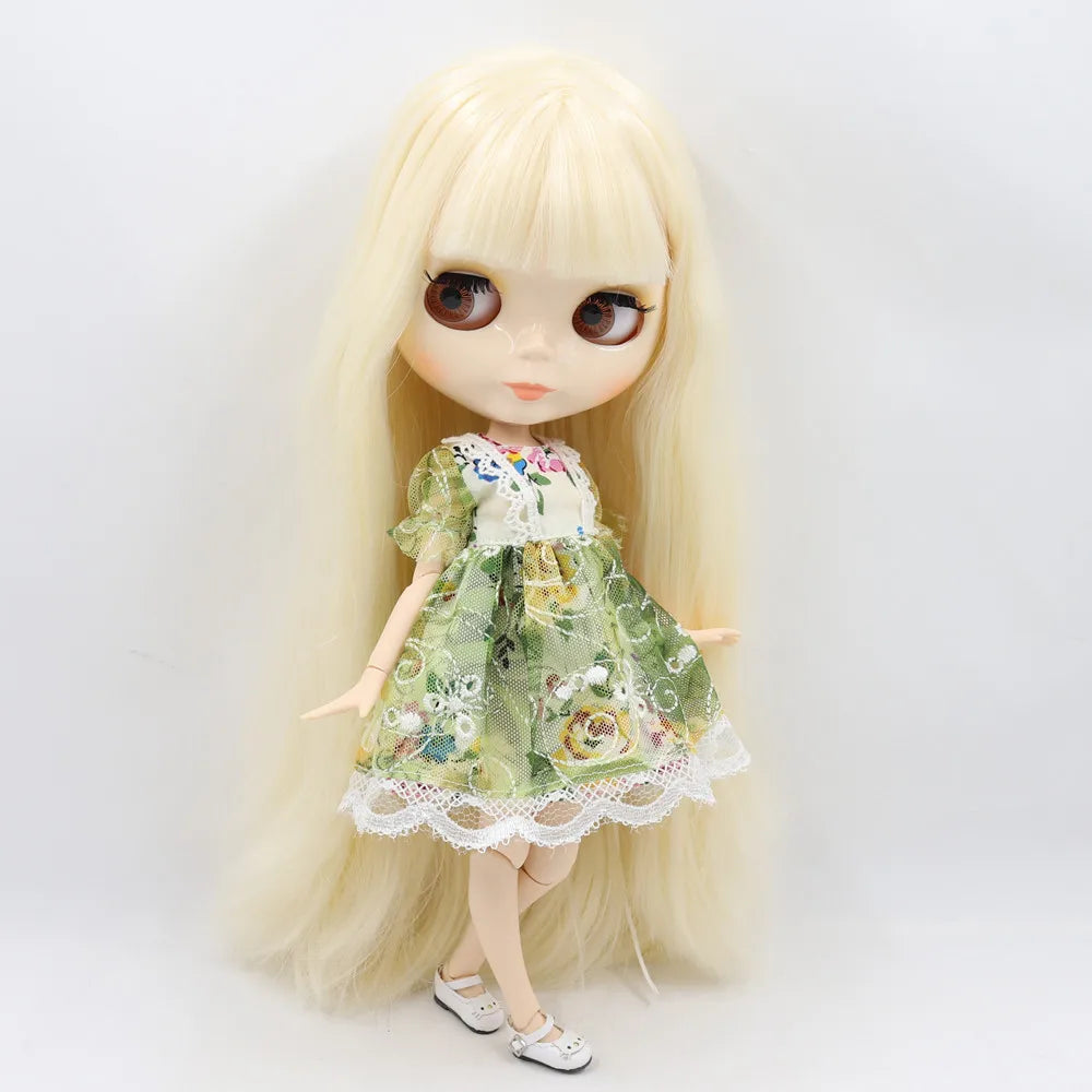 دمية ICY DBS Blyth مقاس 1/6 BJD ذات جسم مفصلي عاري مخصص مع بشرة بيضاء ووجه لامع وخلفية زرقاء هي هدية للبنات ذات وجه غير لامع، لعبة