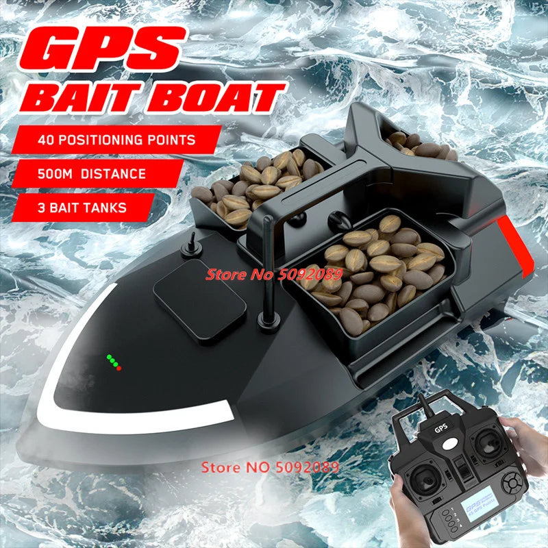 Smart 40 Points GPS Fishing Bait Boat GPS Auto Return RC Nesting Boat 2KG Loading 500M Distance Fixed Speed Cruise Bait Boat Toy