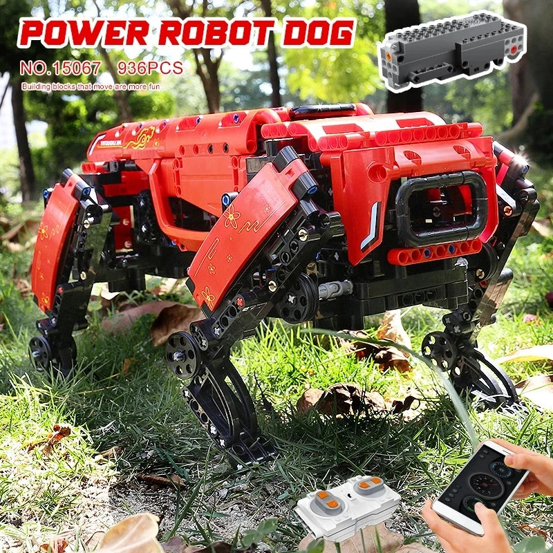 936PCS RC Power Robot Dog Building Blocks 15066 Технические игрушки-роботы Моторизованные Boston Dynamics Big Alpha Dog Model Bricks Подарки