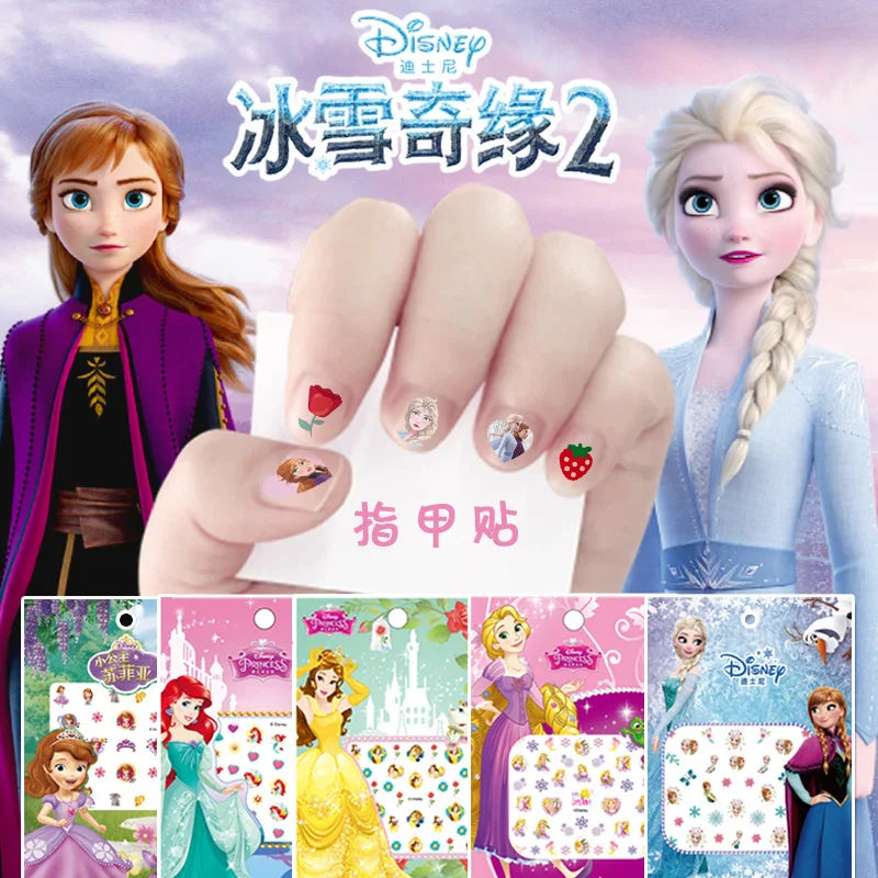 Disney Cartoon Frozen Princess Pooh Bear Snow White Makeup Nail Stickers Minnie Mickey Mermaid Stitch Stickers Toy For Kids DIY