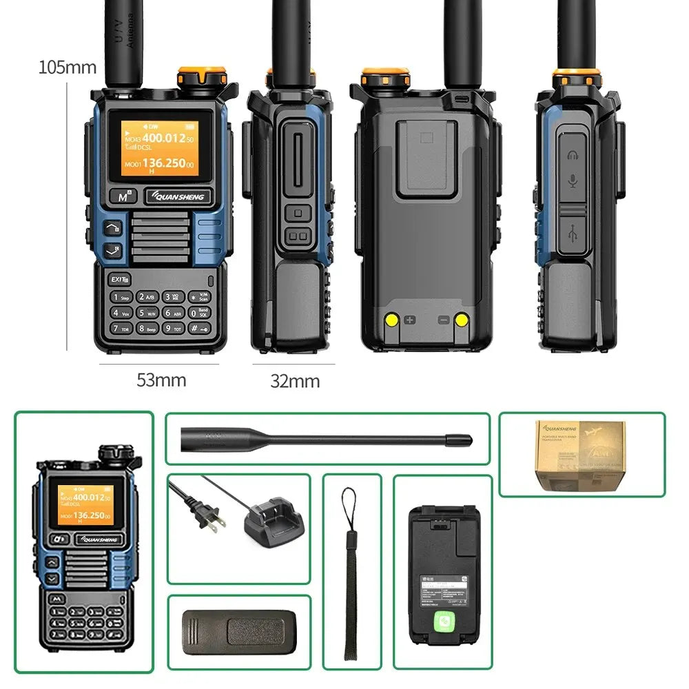 Quansheng UV-K6 Walkie Talkie 5 Вт Air Band Radio Type C Charge UHF VHF DTMF FM Scrambler NOAA Wireless Frequency Two Way CB Radio