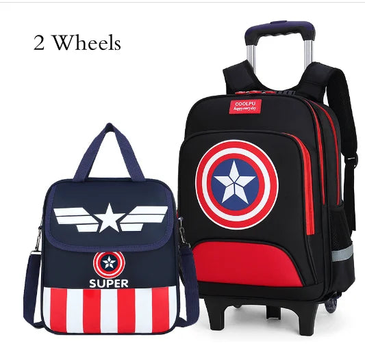 Kids Primary School wheeled backpack set with handbag School Trolley Backpack Bag Set School Rolling Luggage Backpack for Boys