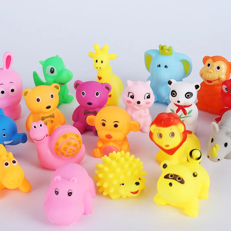 10Pcs/Set Cute Animals Swimming Water Toys For Children Soft Rubber Float Squeeze Sound Squeaky Bathing Toy For Baby Bath Toys