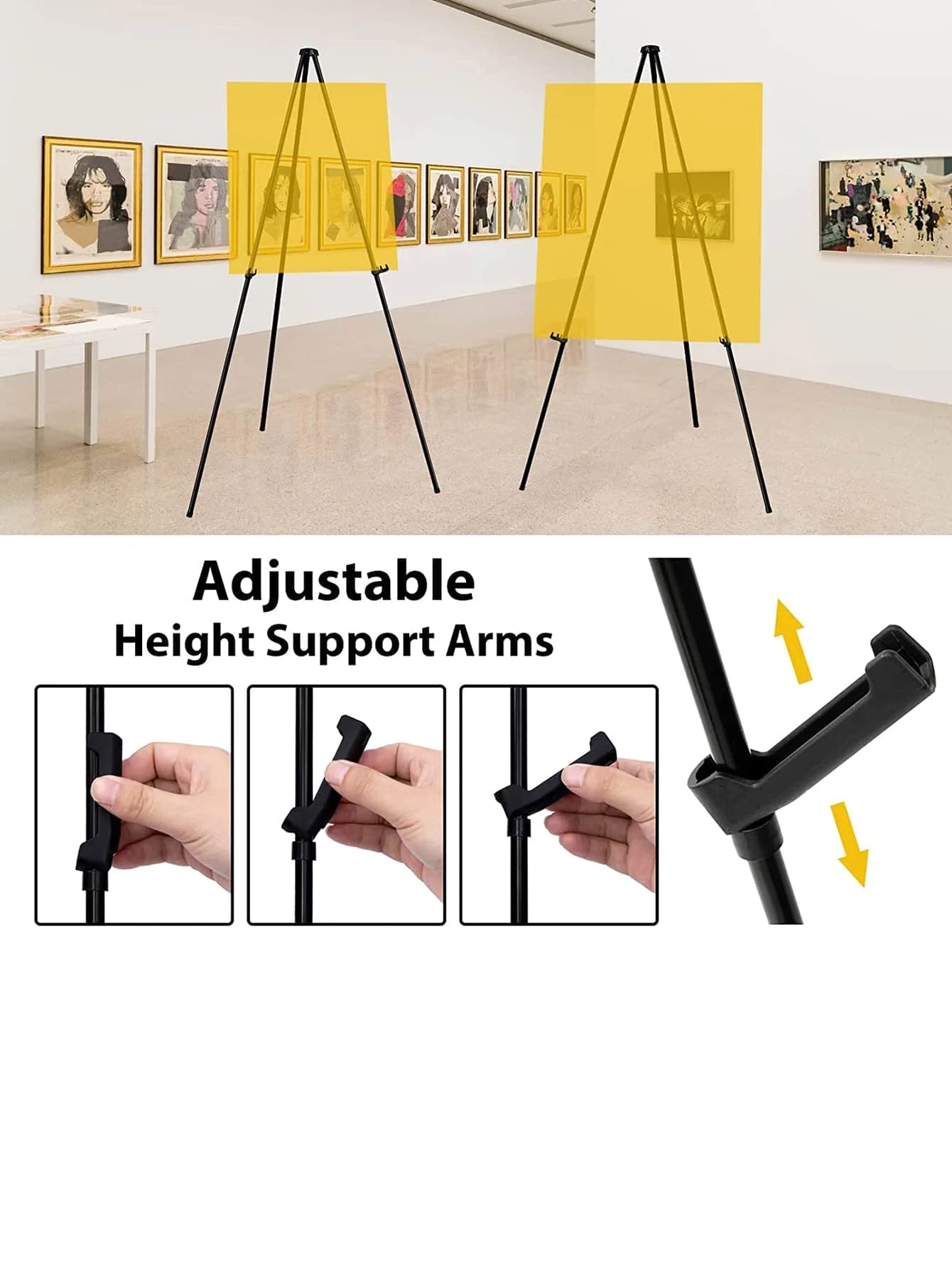 Bview Art High Steel Easy Folding Display Easel - Quick Set-Up, Instantly Collapses, Adjustable Height Display Holders