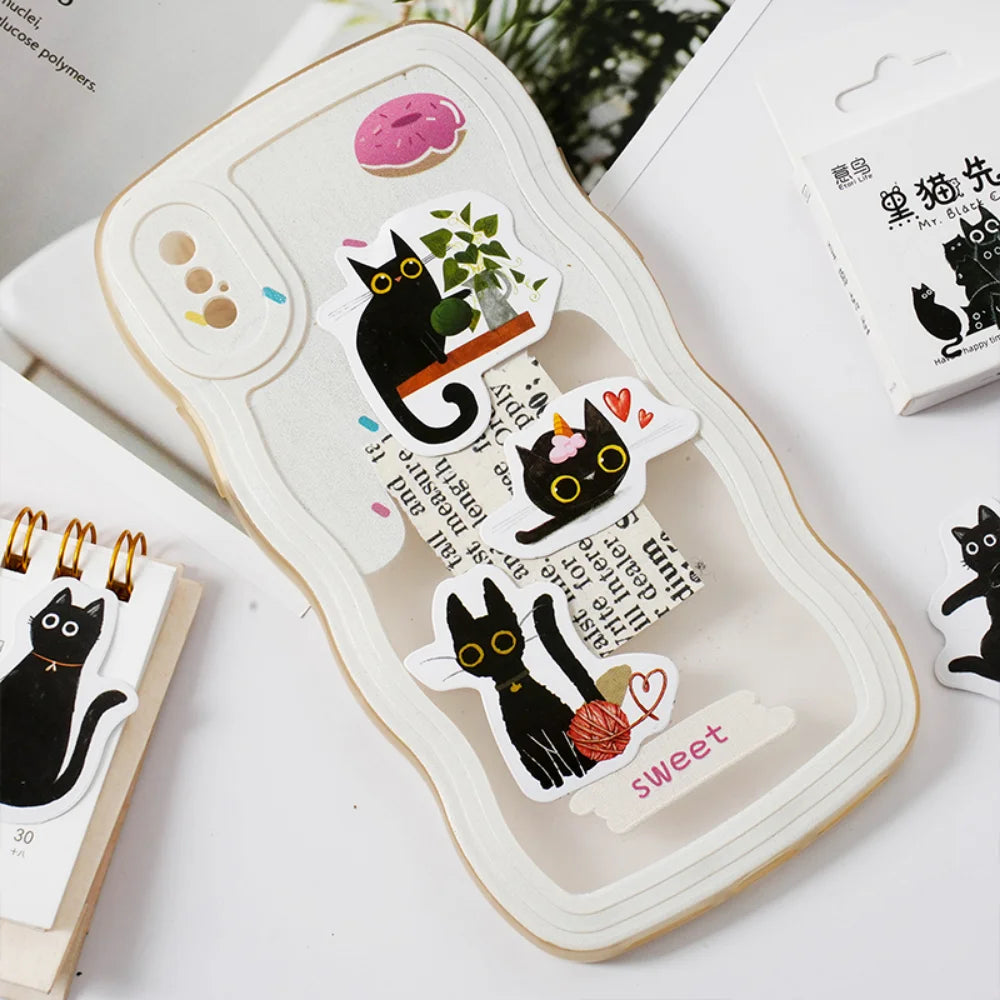 Mr. Paper 46 шт./коробка Kawaii Black Cat Наклейки Предметы Украшения DIY Наклейки Справочники В Коробке Милые Наклейки Корейские Канцелярские Товары