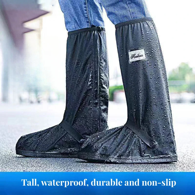 Rain Boot Shoe Cover Black Waterproof with Reflector High Top Clear Shoes Dust Covers for Motorcycle Bike Rain Cover Men Women