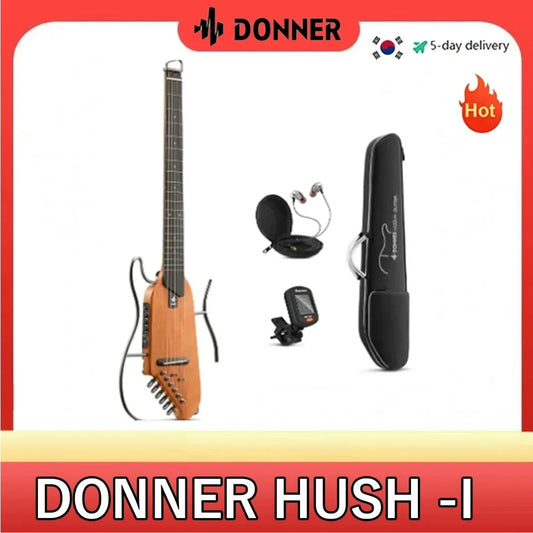 Donner Travel Guitar, HUSH-I Headless Silent Guitar, Removable Frames Ultra Light Acoustic Electric Hush I Guitar