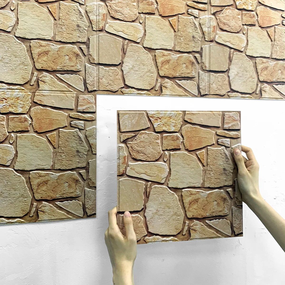 1/10pcs 3D Faux Stone Wall Panels Peel and Stick Wall Tiles Decorative 3D Wall Sticker Self-adhesive Wall Tile Sticker