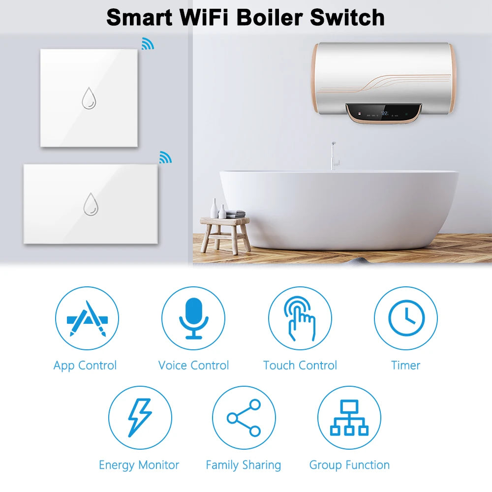 LoraTap WiFi Boiler Water Heater EU US IL Switch Tuya Smart Life App Remote Control Energy Monitoring Voice Google Home Alexa