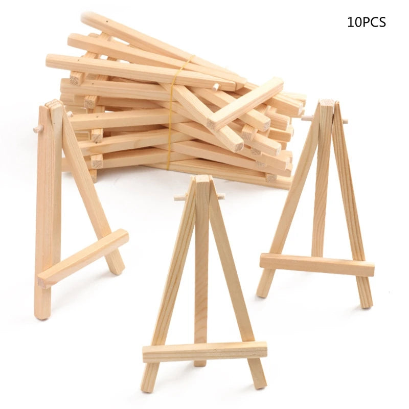 10Pcs Mini Tripod Easels Small Display Stand Painting Holder Wood Stand Art Supplies for Photo Crafts Paintings Artworks