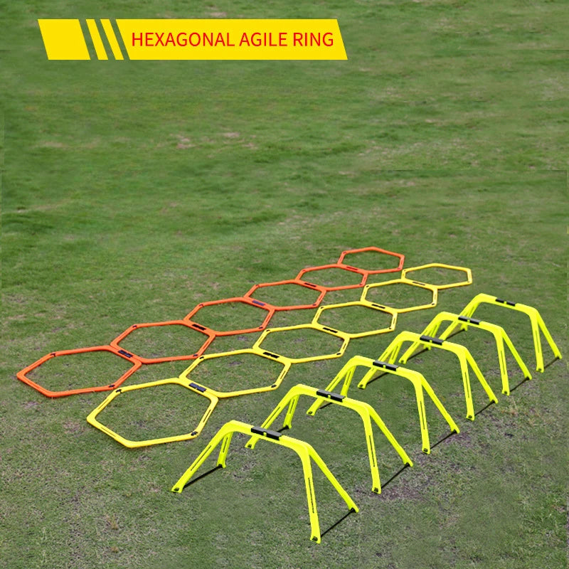 6Pcs Training Rings Agility Football Ring Equipment Folded Hexagon Soccer Footwork Ladder Exercising Multi Supplies Hex Hurdles