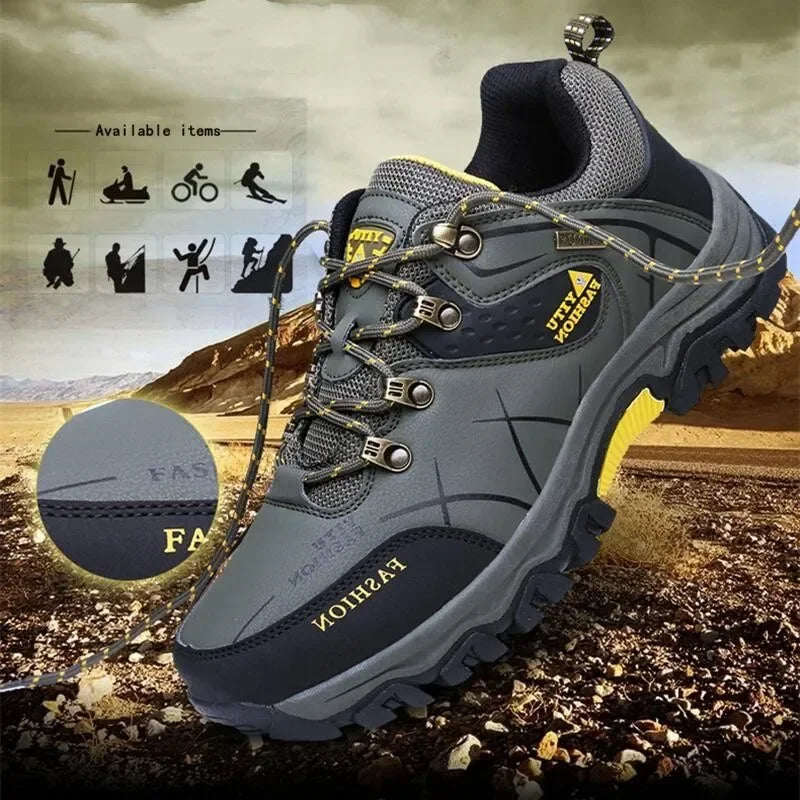 Men's Winter Snow Boots Waterproof Leather Sports Super Warm Men's Boots Outdoor Men's Hiking Boots Work Travel Shoes Size 39-47