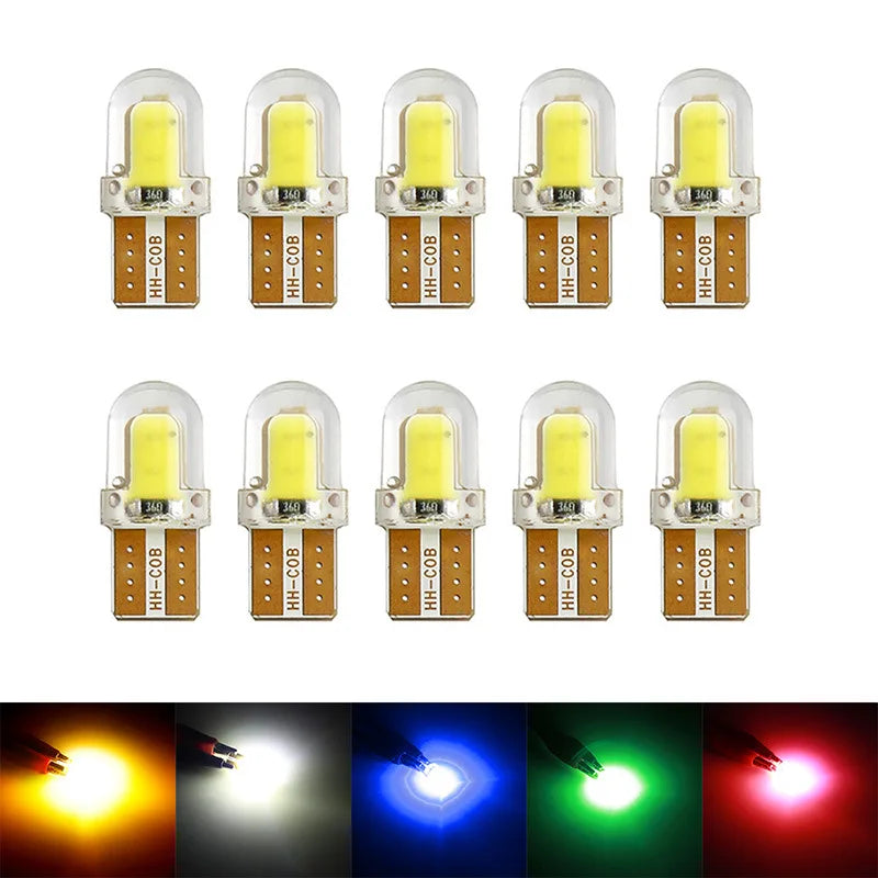 10PCS T10 W5W BULB 12V LED License Plate Lamp COB T10 LED Canbus Clearance Lamp Led Parking Lights Automobile Lights Accessories