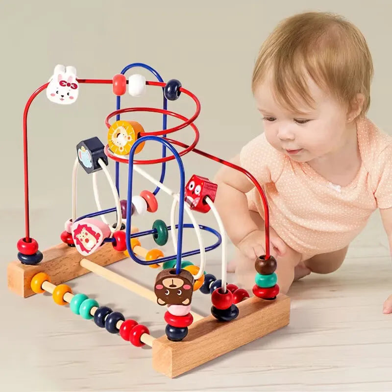 Montessori Toys Baby Wooden Roller Coaster Bead Maze Toddler Early Learning Educational Puzzle Math Toy for Children 1 2 3 Years