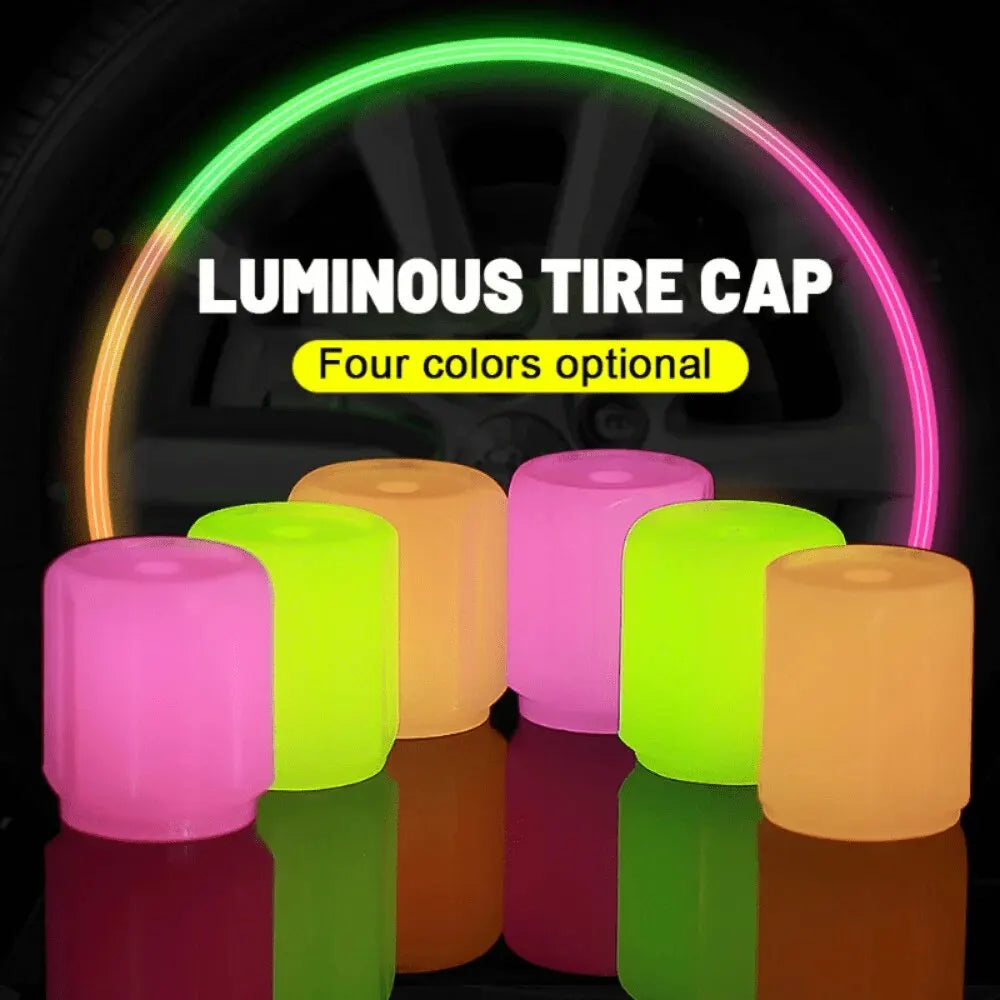 8pcs Car Luminous Tire Valve Caps Fluorescent Night Glowing Motorcycle Bicycle Bike Wheel Tyre Hub Valve Stem Caps Decor