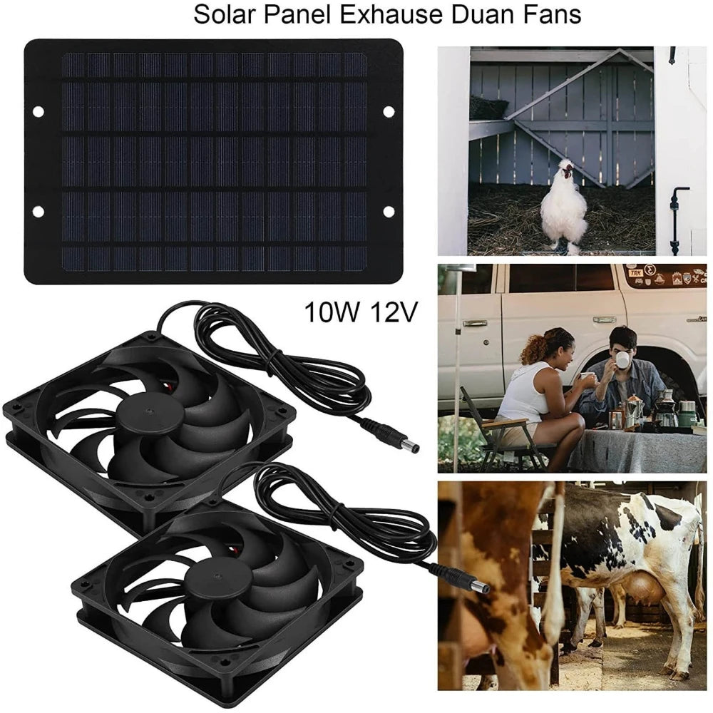 12V Solar Exhaust Fan 6 Inch Mini Ventilator Solar Panel Powered Fan Air Extractor for Dog Chicken House RV Greenhouse Fan