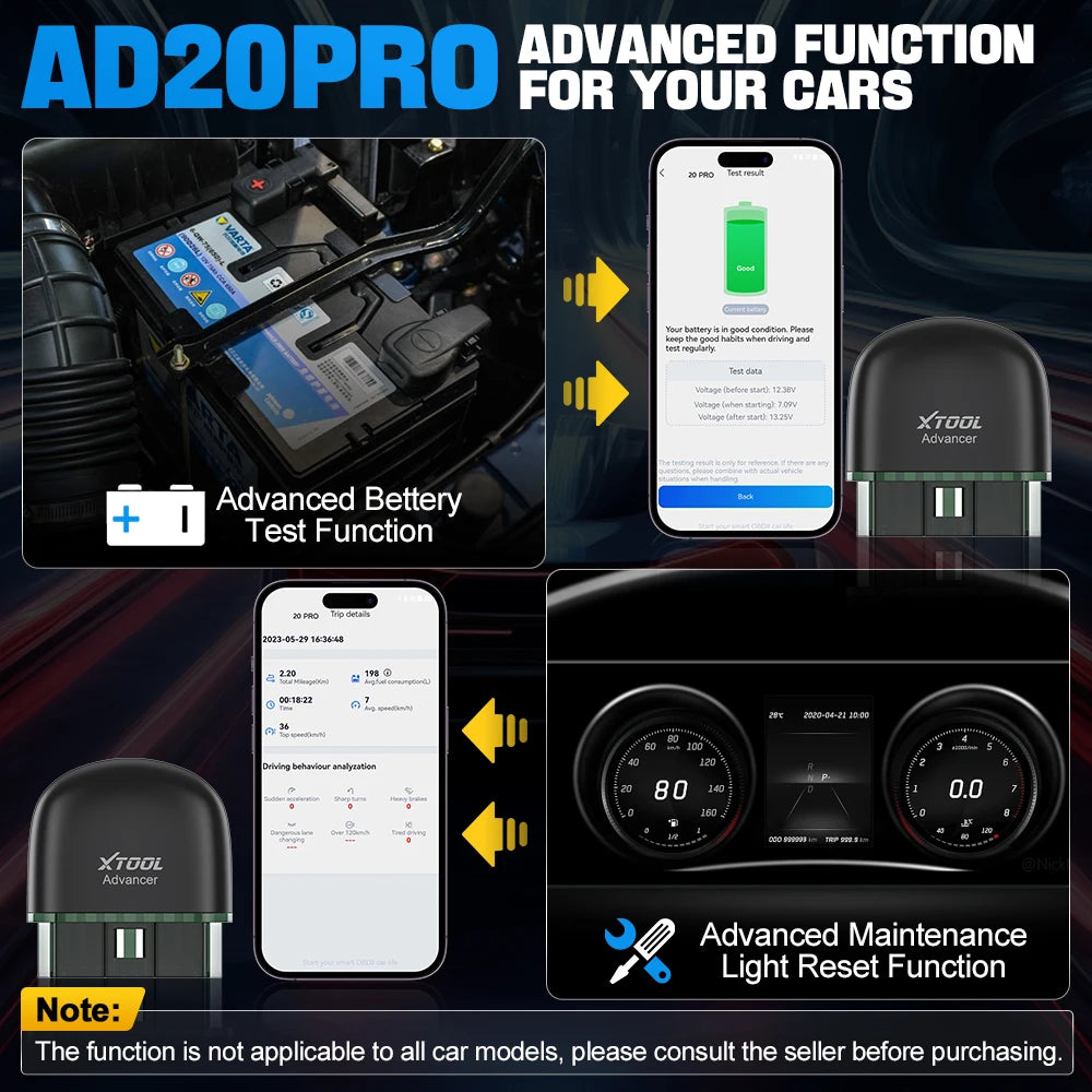 XTOOL Advancer AD20Pro OBD2 Bluetooth Scanner Full System Car Diagnostic Tool obd2 Scanner Oil Reset & Battery Test Code Reader