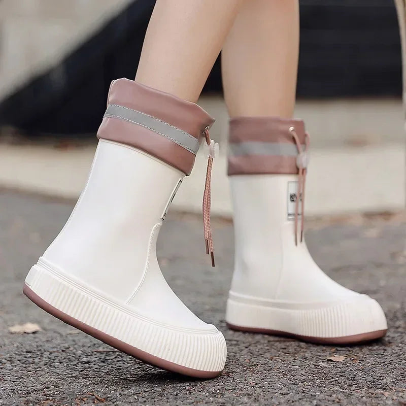 Rain Boots Women Anti Slip Trend Lightweight Soft Rain Shoes Outdoor Fishing Thick Sole Waterproof Shoes Fashion Comfy 2024