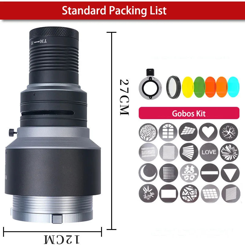 ملحق استوديو تصوير مخروطي الشكل لضوء فلاش LED مع عدسة Bowens Mount 20 Gobos