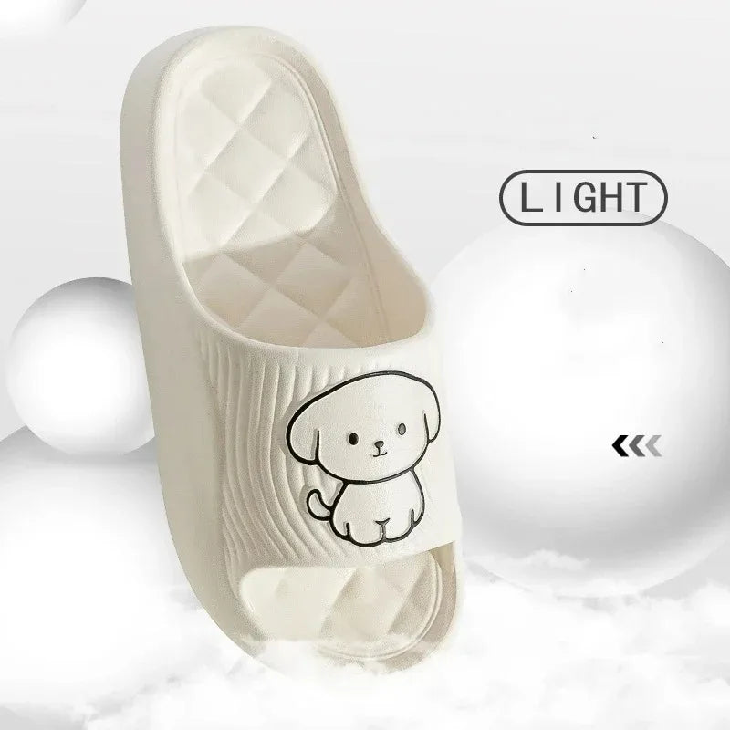 Cute Carton Slippers Bathroom Slippers Cloud Cushion Slides Summer Soft Thick Platform Home Men Indoor Non-slip Flat Flip Flops