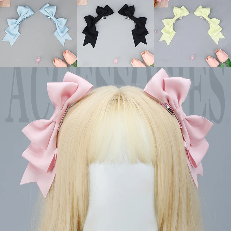 Kawaii Handmade Bow Hairclip Anime Lolita Hairpin Cosplay Headdress JK Uniform Hair Accessory Xmas Gifts