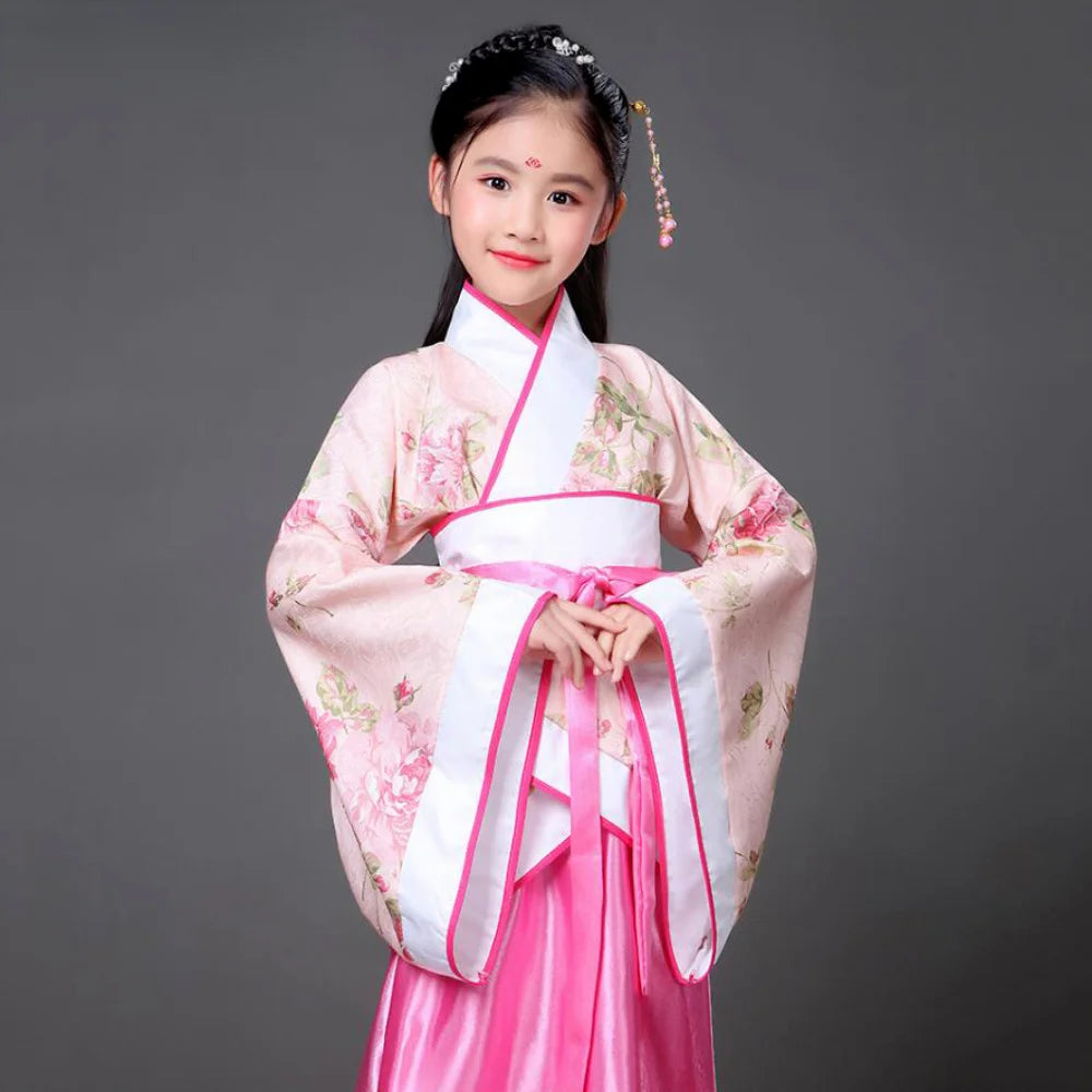 Ancient Kids Traditional Dresses Chinese Outfit Girls Costume Folk Dance Performance Hanfu Dress for Children