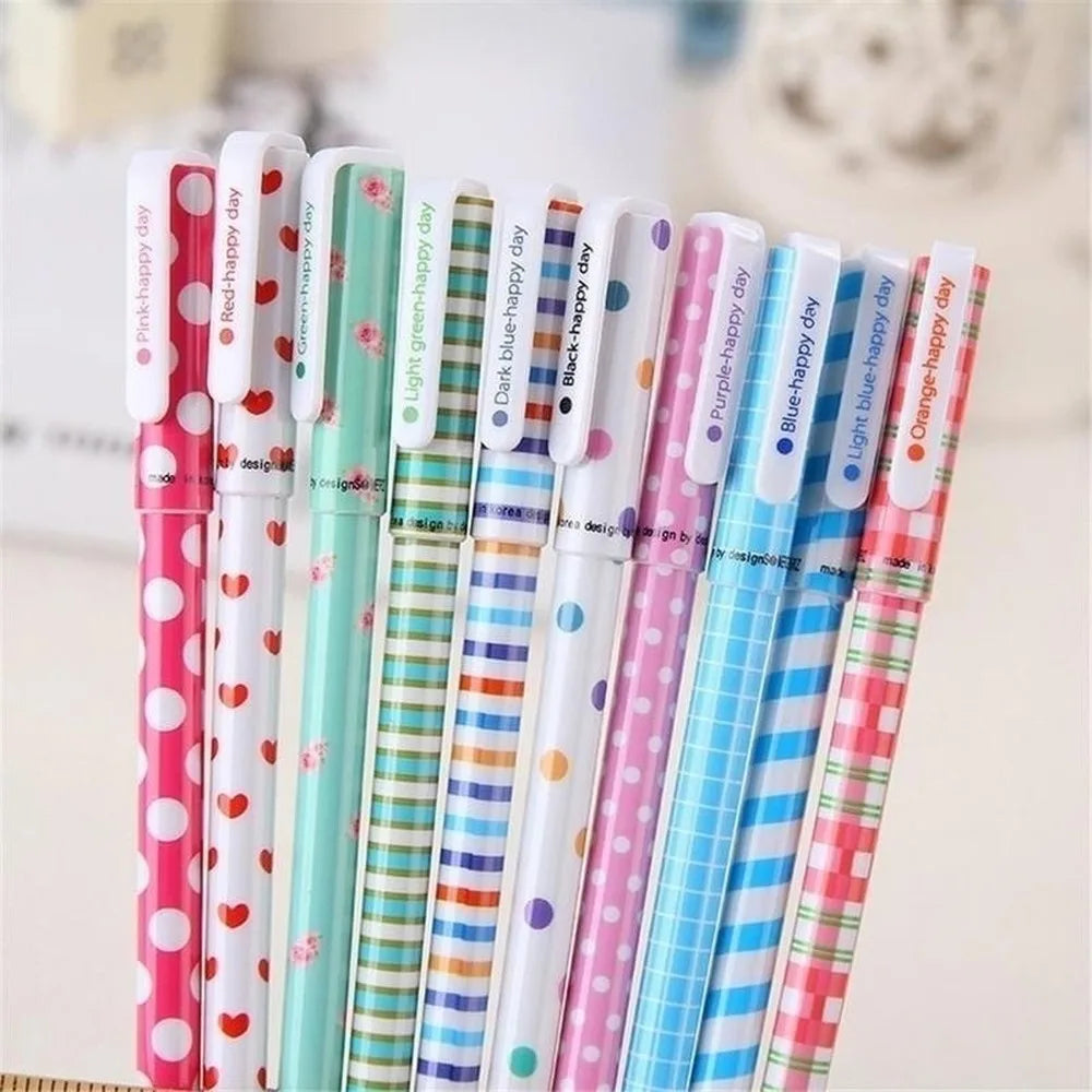 10 Pcs/Set Color Pen Flower Animal Starry Star Sweet Flora Colored Gel Pen 0.38mm Cute Pens for School  Stationary