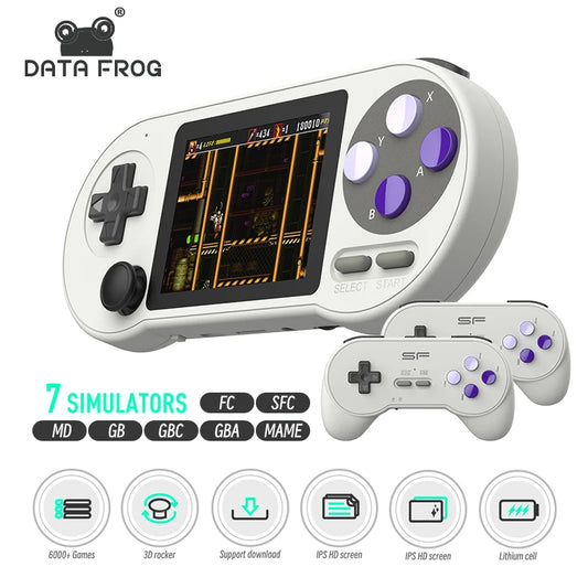 DATA FROG SF2000 Портативная игровая консоль с 3-дюймовым IPS-дисплеем, игровые консоли в стиле ретро, ​​встроенные 6000 игр, ретро-видеоигры для детей