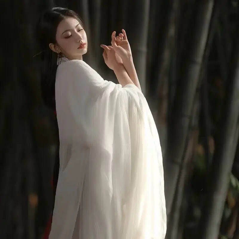 الأبيض Hanfu فستان المرأة الصينية القديمة Hanfu الإناث هالوين الجنية تأثيري حلي 2023 فستان صيفي فستان Hanfu حجم كبير