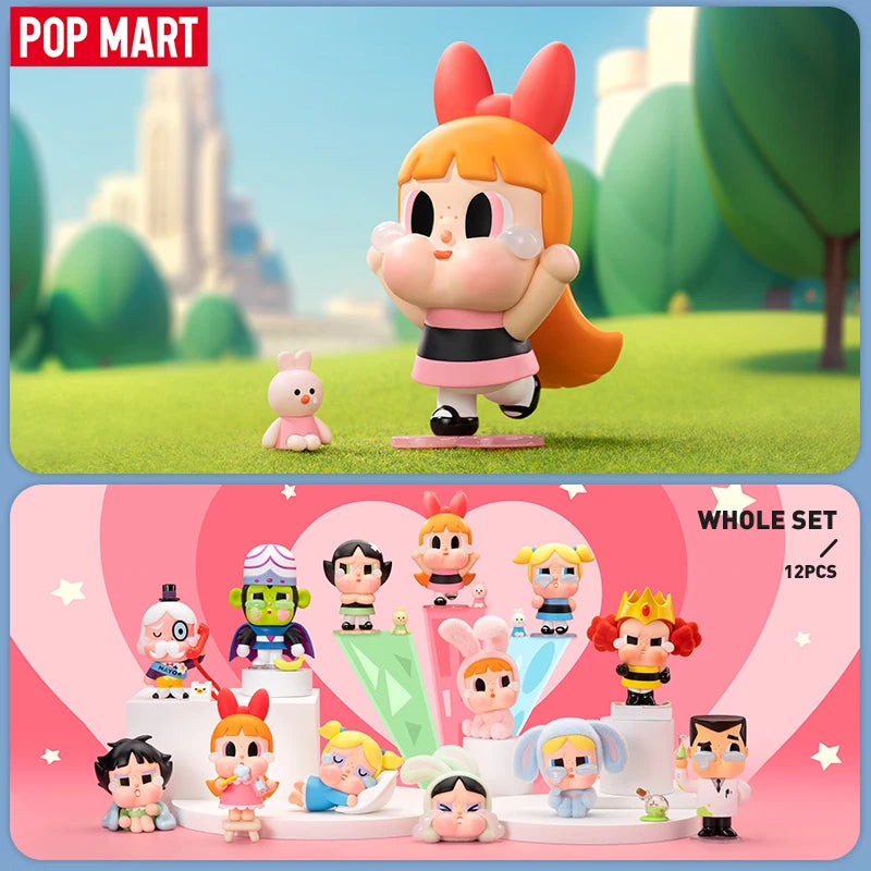 صندوق غامض من سلسلة CRYBABY X Powerpuff Girls من POP MART من Molly، قطعة واحدة/12 قطعة، صندوق غامض من POPMART، لعبة لطيفة كهدية عيد ميلاد