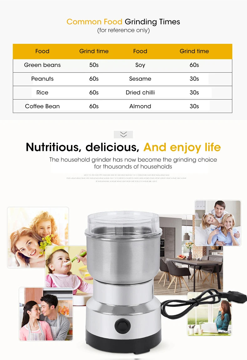 Mini Electric Grinder Household 300ml Ultrafine Baby Food Pulverizer Coffee Grinder Spice Pepper Grinder Grain Mill 2/4 Blades