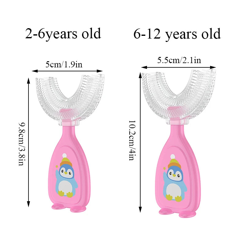 Children U-Shape Toothbrush 360-Degree Oral Cleaning Kids Tooth Brush Soft Million Nano Bristle Silicone Baby Finger Teether TSF