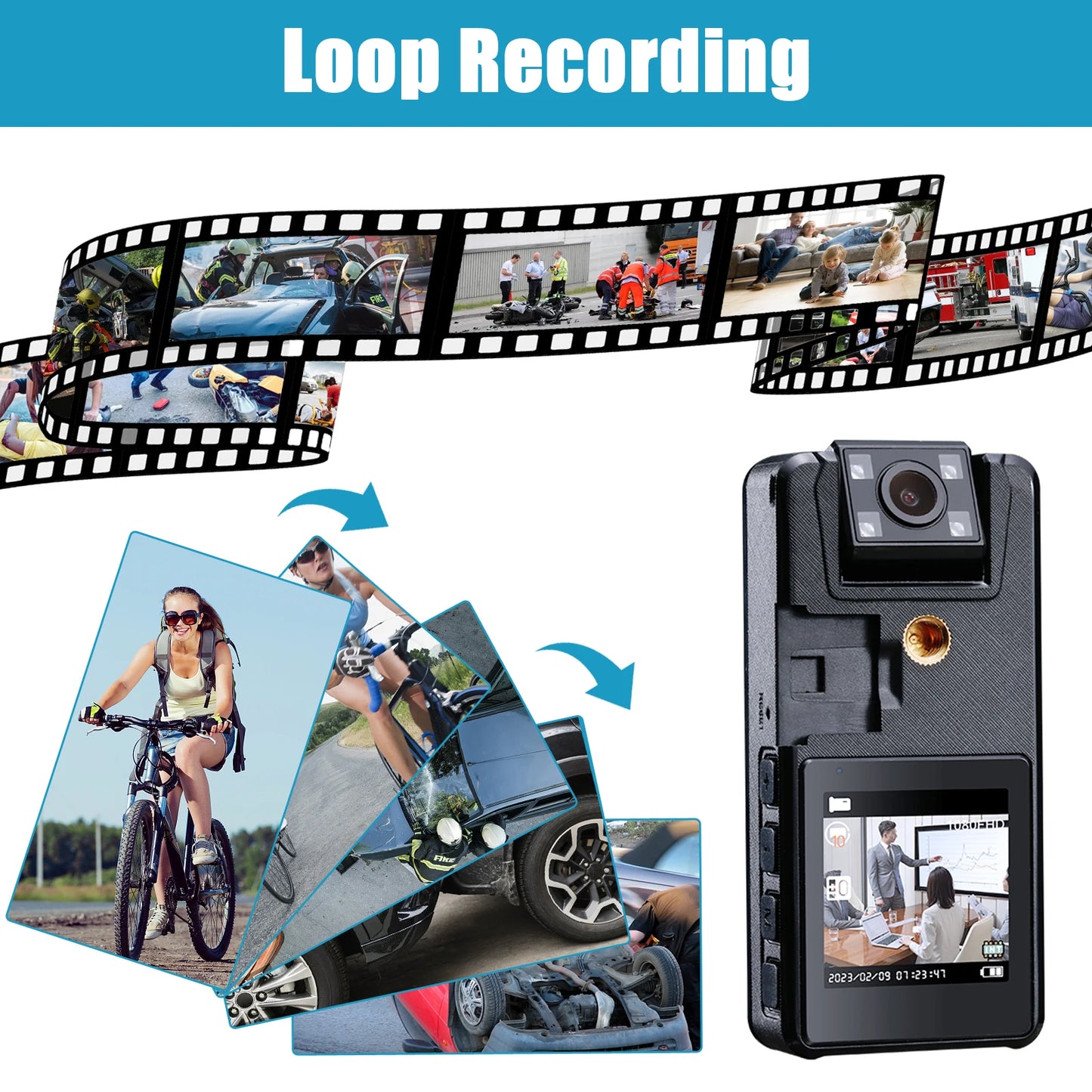 Vandlion A39 Full 1080P HD Mini Camera 3000mAh Camcorder Body Mount Cam Small 180° Rotating Bike Camera Sports DV Car DVR Webcam