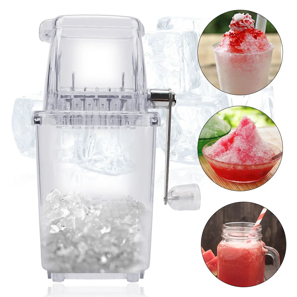 For Home Kitchen Bar Portable Multi-function Manual Ice Crusher Ice Blenders Tools Hand Shaved Ice Machine Transparent