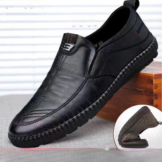 Mens Leather Loafers Non Slip Walking Flats Breathable Outdoor Slip on Casual Shoes for Male Work Office Driving Sneakers2