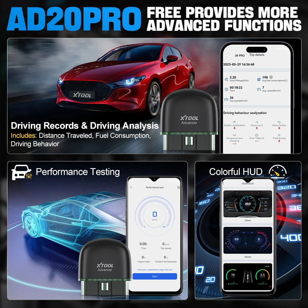 XTOOL Advancer AD20Pro OBD2 Bluetooth Scanner Full System Car Diagnostic Tool obd2 Scanner Oil Reset & Battery Test Code Reader