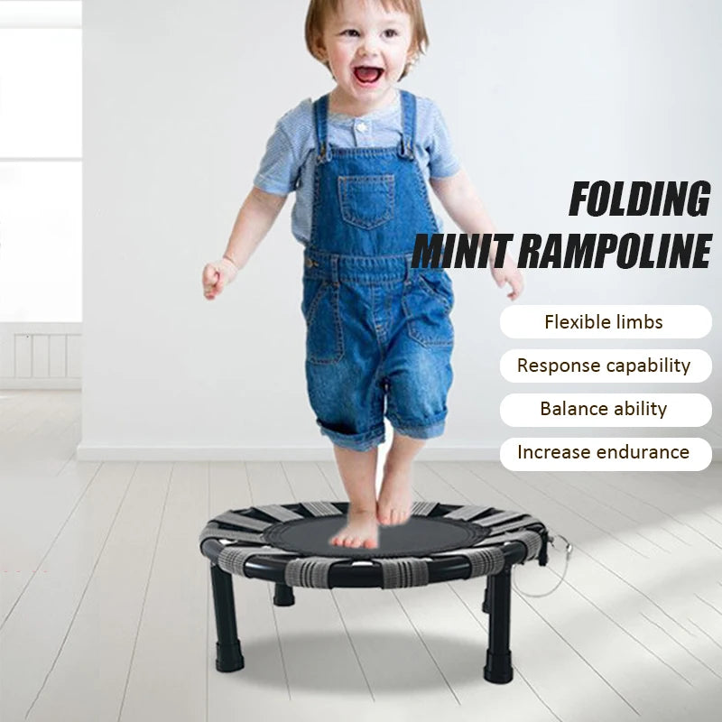 Folding Mini Kids Trampoline Indoor Portable Foldable Jumping Trampoline Toy Non-slip Silent Maximum Load Capacity 75KG