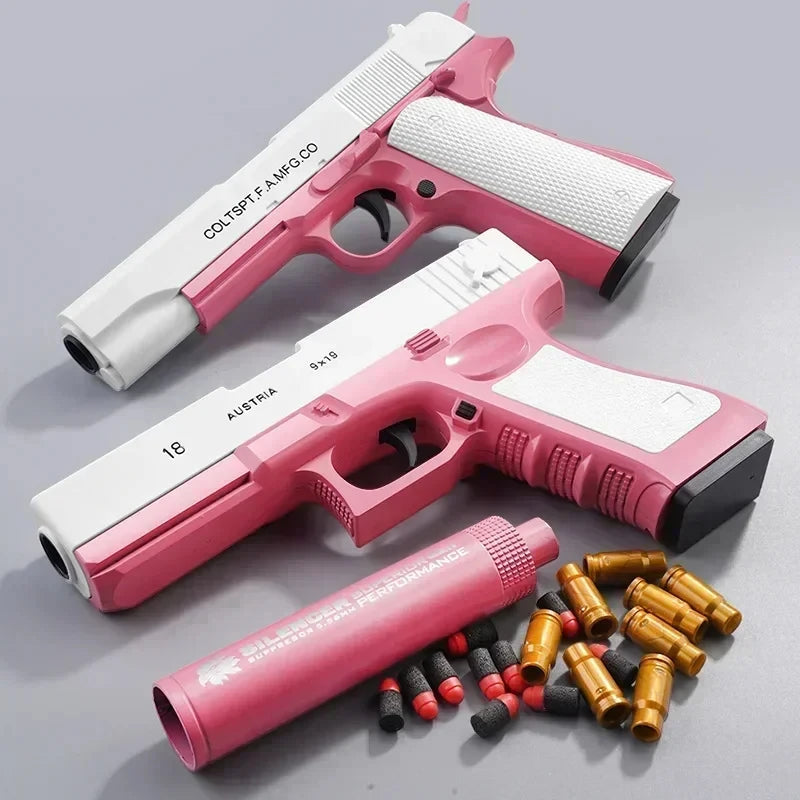 2024 M1911 Soft Bullet Toy Gun Foam Ejection Toy Foam Darts Christmas Gift Airsoft Gun With Silencer For Kid Adult New 6+