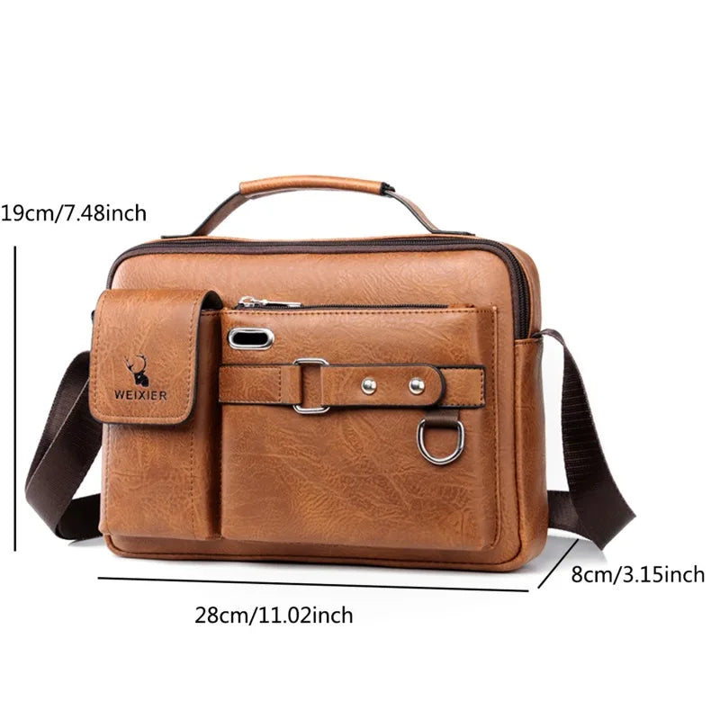 Fashion Men's Shoulder Portable PU Leather Handbag Business Briefcase Travel Man Crossbody s Brand Quality Men Bag