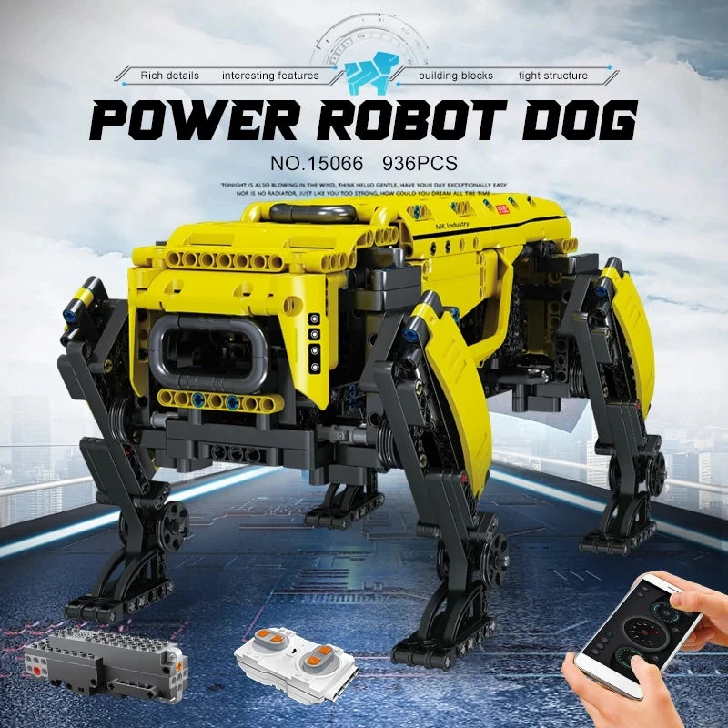 936PCS RC Power Robot Dog Building Blocks 15066 Технические игрушки-роботы Моторизованные Boston Dynamics Big Alpha Dog Model Bricks Подарки