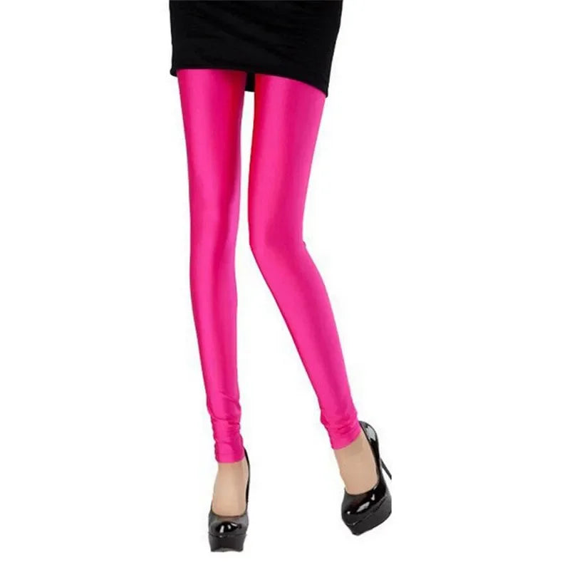 2022 New Spring Autume Solid Candy Neon Leggings for Women High Stretched Female Sexy Legging Pants Girl Clothing Leggins