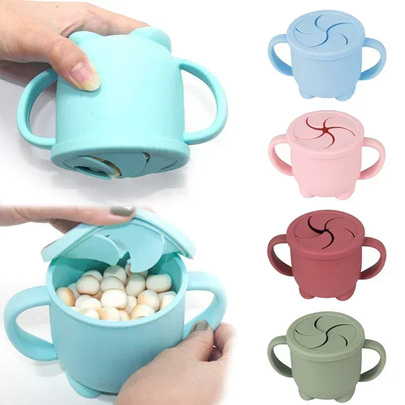 Kids Cup Silicone Food Storage Box Solid Color Baby Sippy Cup Portable Children Snacks Container with Lid Scale BPA Free 200ml