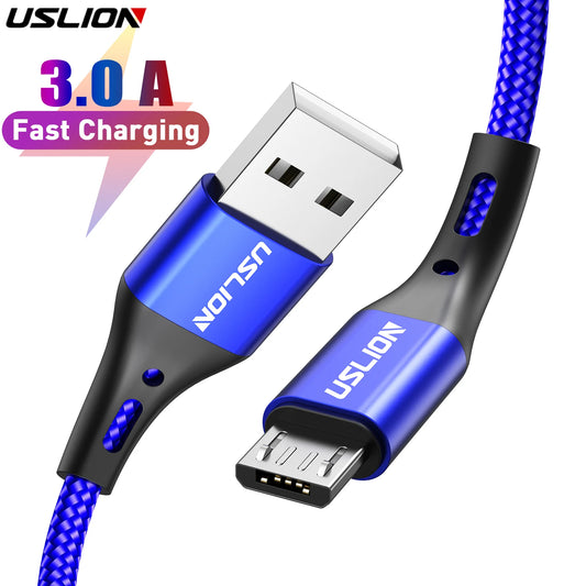 Кабель USLION 3A Micro USB для быстрой зарядки Samsung Xiaomi Huawei Realme OPPO Android мобильный телефон USB-кабель для передачи данных 0,5/1/2/3 м