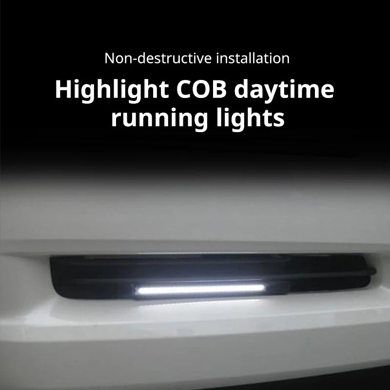 مصابيح LED نهارية فائقة السطوع وخفيفة الوزن للسيارة COB، مصابيح ضباب DRL أوتوماتيكية منخفضة الاستهلاك، مصباح قيادة DRL 12 فولت عالمي