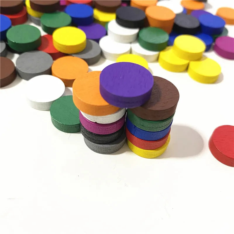 50pieces 15*5MM 11 Colors Wooden Disk Pawn Game Pieces Colorful Chess For Tokens Board game Accessories