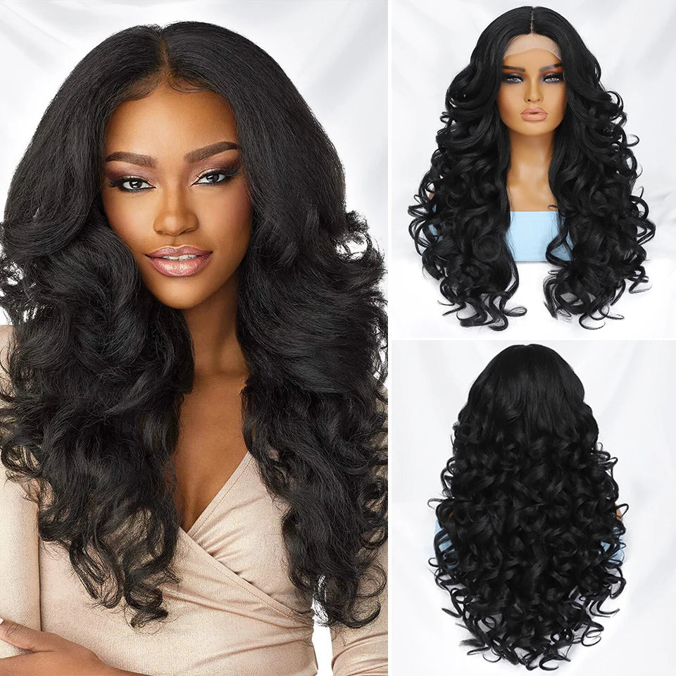 Black Brown Curly Wig Synthetic Lace Front Wigs For Women Glueless Blonde Orange Female Lace Wig 13X4X1 Cosplay Hair Daily Use